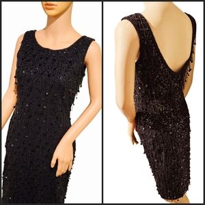 ET AL Vintage Black Sleeveless Hand Beaded Sequin Dress 4.